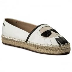 Chaussures Basses Espadrilles KARL LAGERFELD - KL80111 White Lthr/Textile Blanc