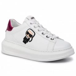 KARL LAGERFELD Soldes 6 Chaussures Basses Sneakers KARL LAGERFELD - KL62530 White Lthr W/Pink Blanc
