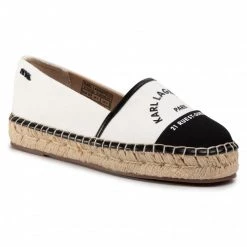 Chaussures Basses Espadrilles KARL LAGERFELD - KL80108 White Canvas W/Black Blanc