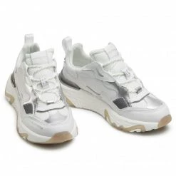 Chaussures Basses Sneakers KARL LAGERFELD - KL62420 White Lthr W/Silver Blanc -KARL LAGERFELD Soldes 0000208041478 03 rz