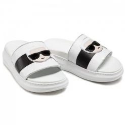 Mules Et Sandales Mules / Sandales De Bain KARL LAGERFELD - KL62500 White Lthr Blanc -KARL LAGERFELD Soldes 0000208041508 05 plj