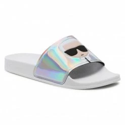 Mules Et Sandales Mules / Sandales De Bain KARL LAGERFELD - KL80905 Iridescent Rubber Argent