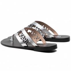 Mules Et Sandales Tongs KARL LAGERFELD - KL80409 Silver Lthr Argent -KARL LAGERFELD Soldes 0000208332965 02 pl