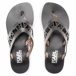 Mules Et Sandales Tongs KARL LAGERFELD - KL80409 Silver Lthr Argent -KARL LAGERFELD Soldes 0000208332965 06 pl
