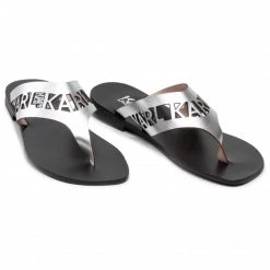 Mules Et Sandales Tongs KARL LAGERFELD - KL80409 Silver Lthr Argent -KARL LAGERFELD Soldes 0000208332965 07 pl