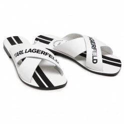 Mules Et Sandales Mules / Sandales De Bain KARL LAGERFELD - KL80484 White Lthr W/Black Blanc -KARL LAGERFELD Soldes 0000208333078 05 bs kopia