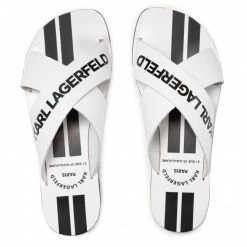 Mules Et Sandales Mules / Sandales De Bain KARL LAGERFELD - KL80484 White Lthr W/Black Blanc -KARL LAGERFELD Soldes 0000208333078 06 bs kopia