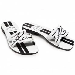 Mules Et Sandales Mules / Sandales De Bain KARL LAGERFELD - KL80480 White Lthr Blanc -KARL LAGERFELD Soldes 0000208333092 05 sw