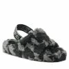 Mules Et Sandales Chaussons KARL LAGERFELD - KL40203 Black Faux Fur W/Dk Grey Noir -KARL LAGERFELD Soldes 0000209007534 01 rz 1