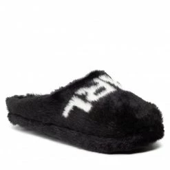 Mules Et Sandales Chaussons KARL LAGERFELD - Black Synth Fur KL40220 Black Synth Fur Noir