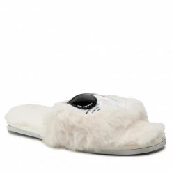 Mules Et Sandales Chaussons KARL LAGERFELD - KL49110 White Synth Fur Blanc