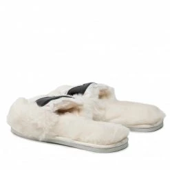 Mules Et Sandales Chaussons KARL LAGERFELD - KL49110 White Synth Fur Blanc -KARL LAGERFELD Soldes 0000209007817 02 st