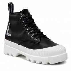 Chaussures Basses Bottes De Randonnée KARL LAGERFELD - KL45230 Black/White Lthr Noir