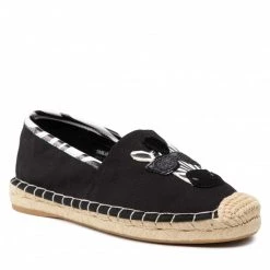 Chaussures Basses Espadrilles KARL LAGERFELD - KL80117Z Black Canvas W/White Noir