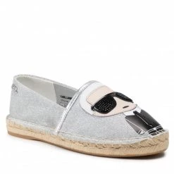 Chaussures Basses Espadrilles KARL LAGERFELD - KL80111 Silver Canvas Argent