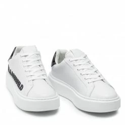 Chaussures Basses Sneakers KARL LAGERFELD - KL62210 White Lthr W/Black Blanc -KARL LAGERFELD Soldes 0000209792157 08 mg kopia