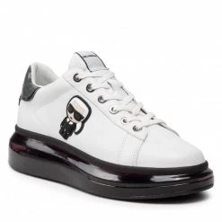Chaussures Basses Sneakers KARL LAGERFELD - KL62634 White Lthr W/Black Blanc