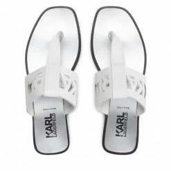 Mules Et Sandales Tongs KARL LAGERFELD - KL80409A White Lthr Blanc -KARL LAGERFELD Soldes 0000209794489 05 plj