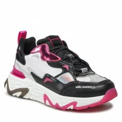 Chaussures Basses Sneakers KARL LAGERFELD - KL62420 White Lthr W/Black Blanc, Multicolore