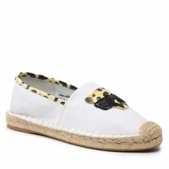 Chaussures Basses Espadrilles KARL LAGERFELD - KL80117L White Canvas W/Yellow Blanc
