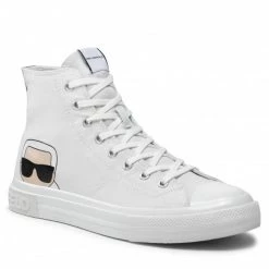 Chaussures Basses Sneakers KARL LAGERFELD - KL50350 White Canvas Gris