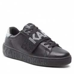 Chaussures Basses Sneakers KARL LAGERFELD - KL61037 Black Lthr W/Silver Noir