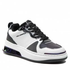 Chaussures Basses Sneakers KARL LAGERFELD - KL62024 White Lthr W/Black Blanc, Noir