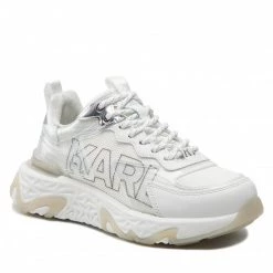 Chaussures Basses Sneakers KARL LAGERFELD - KL62427 White Lthr & Textile W/Silver Blanc