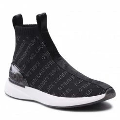 Chaussures Basses Sneakers KARL LAGERFELD - KL62144 Black Knit Textile W/Lt Grey Noir