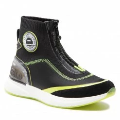 Chaussures Basses Sneakers KARL LAGERFELD - KL62159 Black Lthr & Text W/Lime Noir
