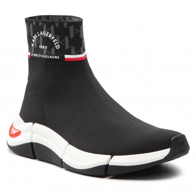 Chaussures Basses Sneakers KARL LAGERFELD - KL63246 Black Knit Textile W/Red Noir 3 Chaussures Basses Sneakers KARL LAGERFELD - KL63246 Black Knit Textile W/Red Noir