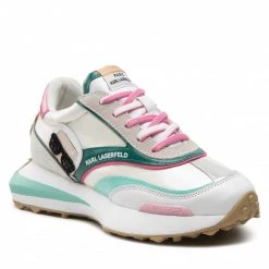 KARL LAGERFELD Soldes 8 Chaussures Basses Sneakers KARL LAGERFELD - KL62931 Aqua Lthr/Text W/Multi Beige, Multicolore