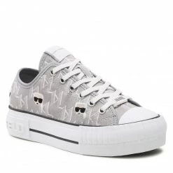Chaussures Basses Baskets KARL LAGERFELD - KL60414 Grey Canvas W/Lt Grey Gris