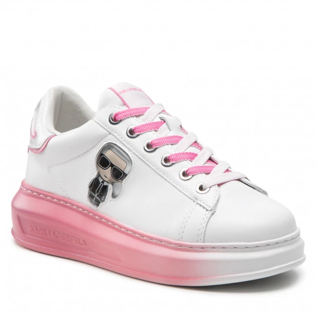 Chaussures Basses Sneakers KARL LAGERFELD - KL62533 White Lthr W/Pink Blanc 3 Chaussures Basses Sneakers KARL LAGERFELD - KL62533 White Lthr W/Pink Blanc