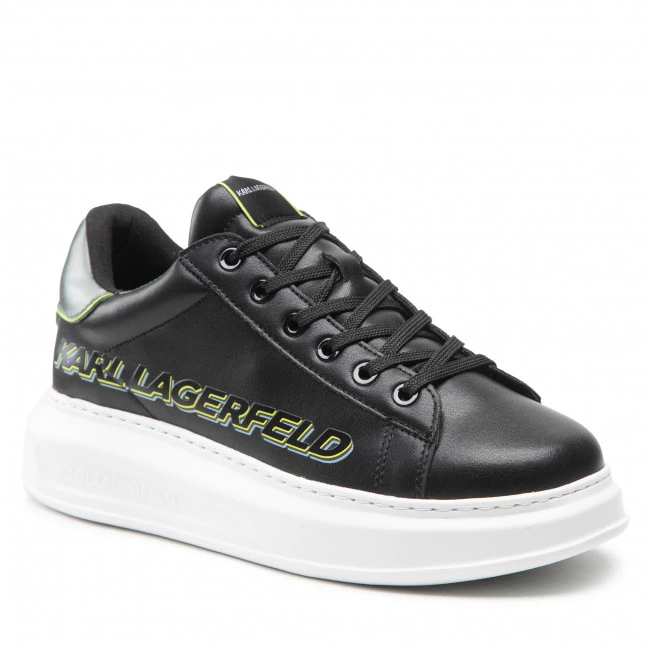 Chaussures Basses Sneakers KARL LAGERFELD - KL52514 Black Lthr W/Lime Green Noir 3 Chaussures Basses Sneakers KARL LAGERFELD - KL52514 Black Lthr W/Lime Green Noir