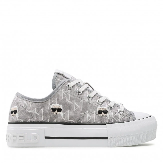 Chaussures Basses Baskets KARL LAGERFELD - KL60414 Grey Canvas W/Lt Grey Gris 4 Chaussures Basses Baskets KARL LAGERFELD - KL60414 Grey Canvas W/Lt Grey Gris – Image 2