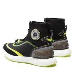 Chaussures Basses Sneakers KARL LAGERFELD - KL62159 Black Lthr & Text W/Lime Noir -KARL LAGERFELD Soldes 03 0000301366003 is
