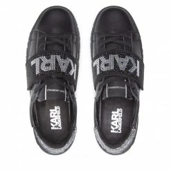 Chaussures Basses Sneakers KARL LAGERFELD - KL61037 Black Lthr W/Silver Noir -KARL LAGERFELD Soldes 06 0000301363972 fp