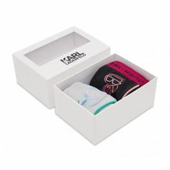 Sets Lot De 2 Paires De Chaussettes Hautes Femme KARL LAGERFELD - 215W6001 Multi Noir, Gris