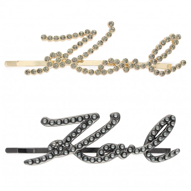 Accessoires Cheveux Set De 2 Pinces à Cheveux KARL LAGERFELD - 206W3904 Gunmetal/M Noir, Jaune 3 Accessoires Cheveux Set De 2 Pinces à Cheveux KARL LAGERFELD - 206W3904 Gunmetal/M Noir, Jaune – Image 2