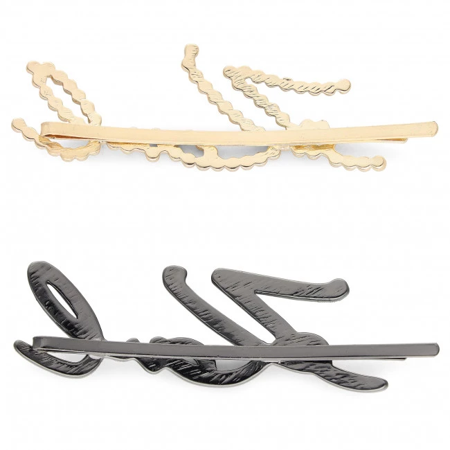 Accessoires Cheveux Set De 2 Pinces à Cheveux KARL LAGERFELD - 206W3904 Gunmetal/M Noir, Jaune 4 Accessoires Cheveux Set De 2 Pinces à Cheveux KARL LAGERFELD - 206W3904 Gunmetal/M Noir, Jaune – Image 3