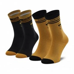 Sets Lot De 2 Paires De Chaussettes Hautes Femme KARL LAGERFELD - 216W6001 Black/Gold A997 Or