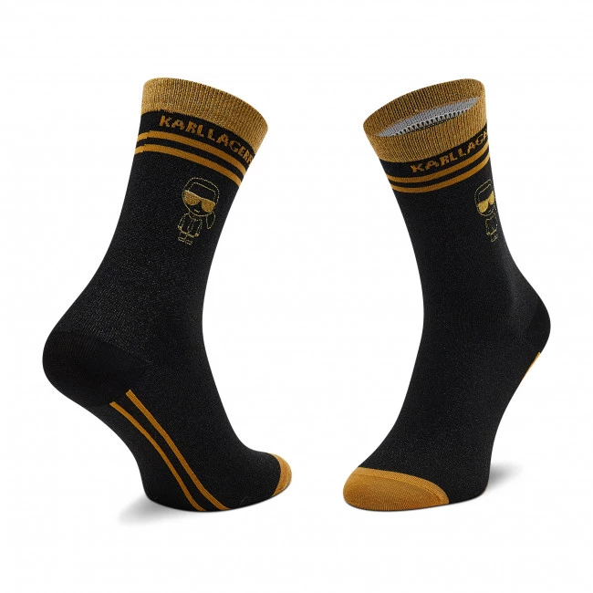 Sets Lot De 2 Paires De Chaussettes Hautes Femme KARL LAGERFELD - 216W6001 Black/Gold A997 Or 4 Sets Lot De 2 Paires De Chaussettes Hautes Femme KARL LAGERFELD - 216W6001 Black/Gold A997 Or – Image 2